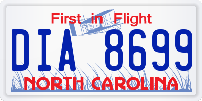 NC license plate DIA8699