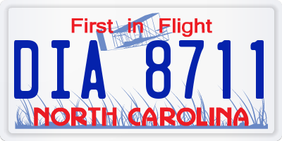 NC license plate DIA8711
