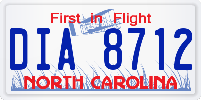 NC license plate DIA8712