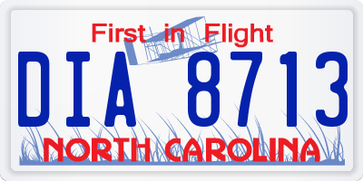 NC license plate DIA8713