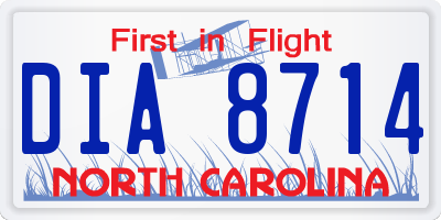 NC license plate DIA8714
