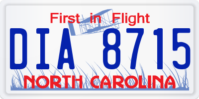 NC license plate DIA8715