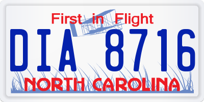 NC license plate DIA8716
