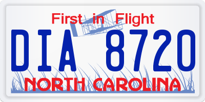 NC license plate DIA8720