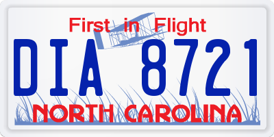 NC license plate DIA8721