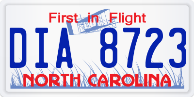 NC license plate DIA8723