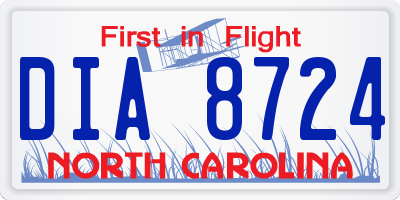 NC license plate DIA8724