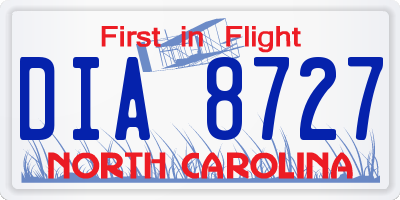 NC license plate DIA8727