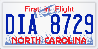 NC license plate DIA8729