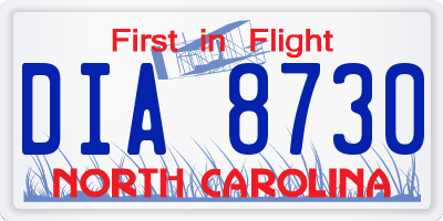 NC license plate DIA8730