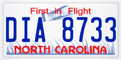 NC license plate DIA8733