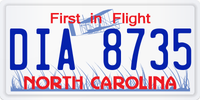 NC license plate DIA8735