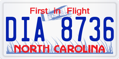 NC license plate DIA8736