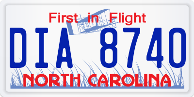 NC license plate DIA8740