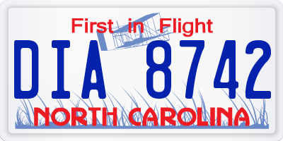 NC license plate DIA8742
