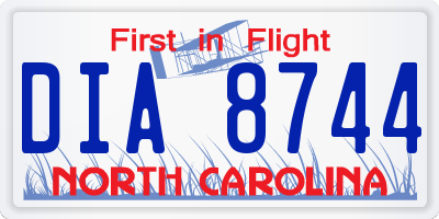 NC license plate DIA8744