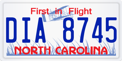 NC license plate DIA8745