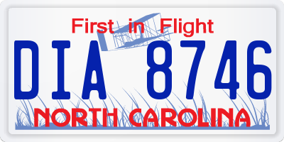 NC license plate DIA8746