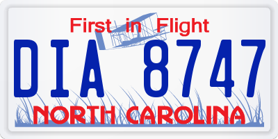 NC license plate DIA8747