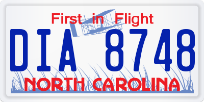 NC license plate DIA8748