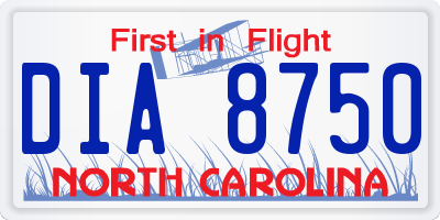 NC license plate DIA8750