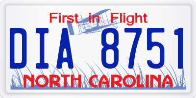 NC license plate DIA8751