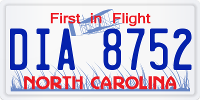 NC license plate DIA8752