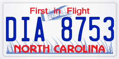 NC license plate DIA8753