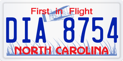 NC license plate DIA8754