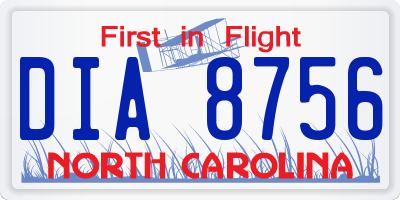 NC license plate DIA8756