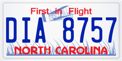 NC license plate DIA8757
