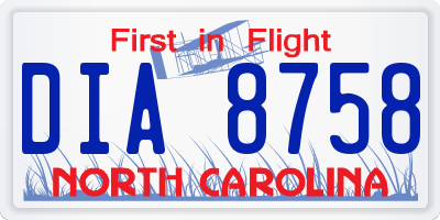 NC license plate DIA8758
