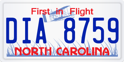 NC license plate DIA8759