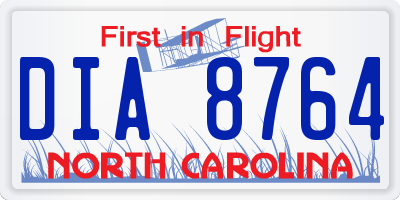 NC license plate DIA8764