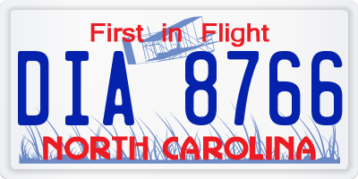 NC license plate DIA8766