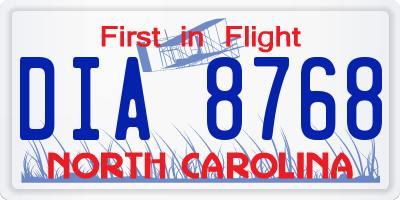 NC license plate DIA8768