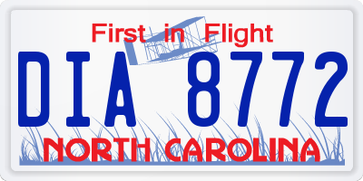 NC license plate DIA8772