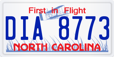 NC license plate DIA8773