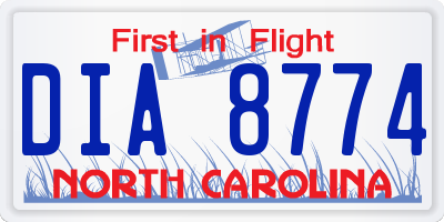 NC license plate DIA8774