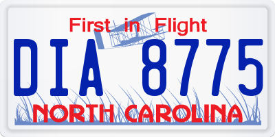 NC license plate DIA8775