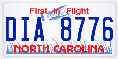 NC license plate DIA8776