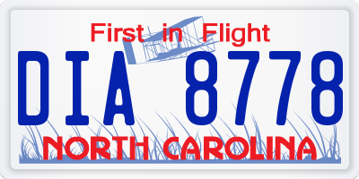 NC license plate DIA8778