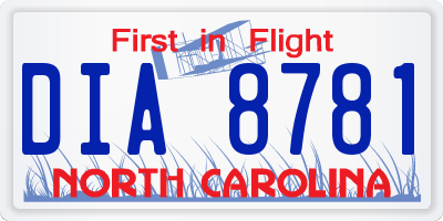NC license plate DIA8781
