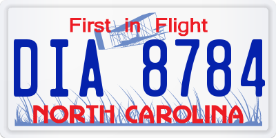 NC license plate DIA8784