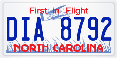 NC license plate DIA8792