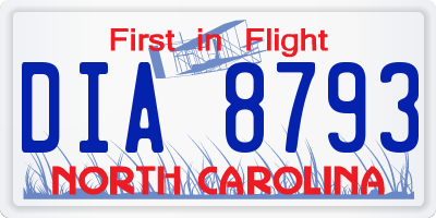 NC license plate DIA8793