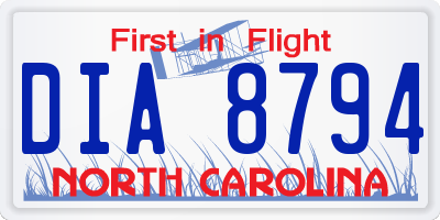 NC license plate DIA8794