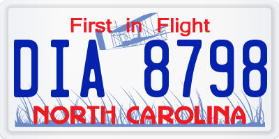 NC license plate DIA8798