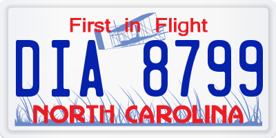NC license plate DIA8799