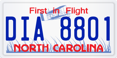 NC license plate DIA8801